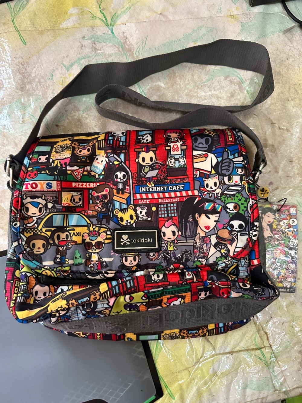 Toki Doki Women's Cartoon Print Multicolor Shoulder Bag 12" x 8" x 3"